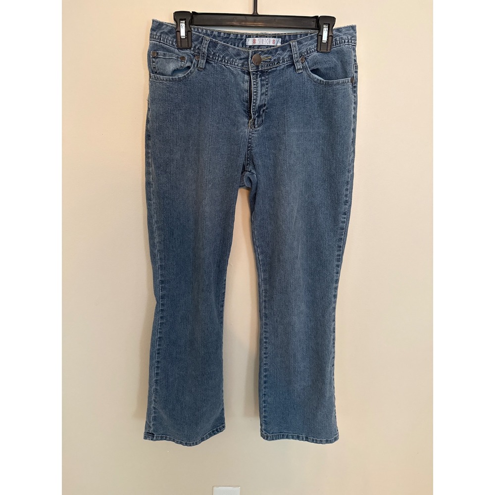 Bill Blass Jeanswear Womens 6P Petite Stretch Embroidered Back Pocket Jeans Blue